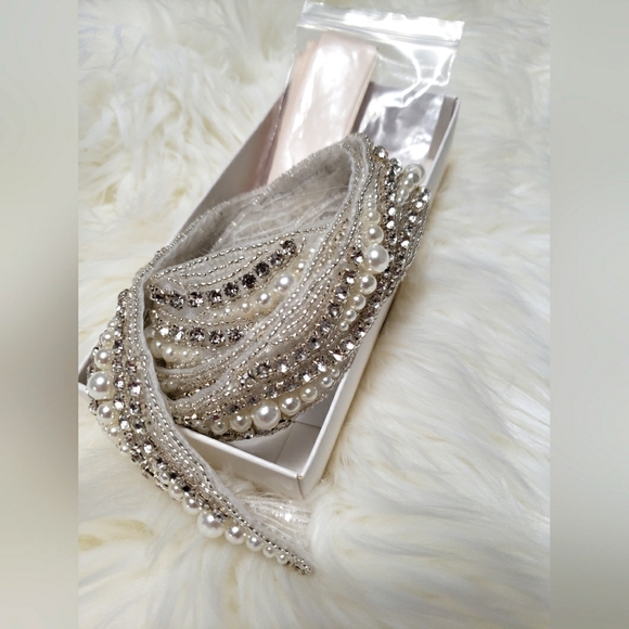 Rhinestone Pearl Bridal Belt - Picture 1 of 8